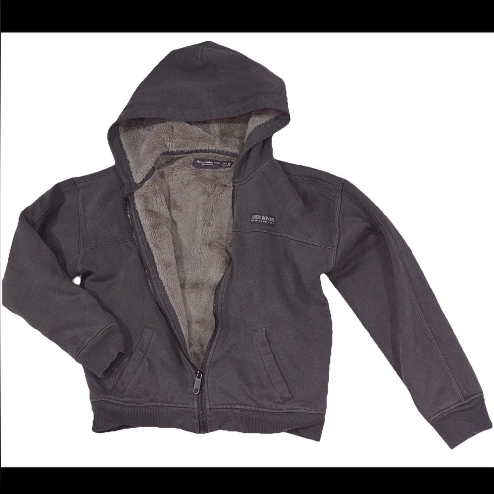 Abercrombie & Fitch Y2K Fur Lined Relaxed Fit Full Zip Hoodie Kids 11/12-W .XS